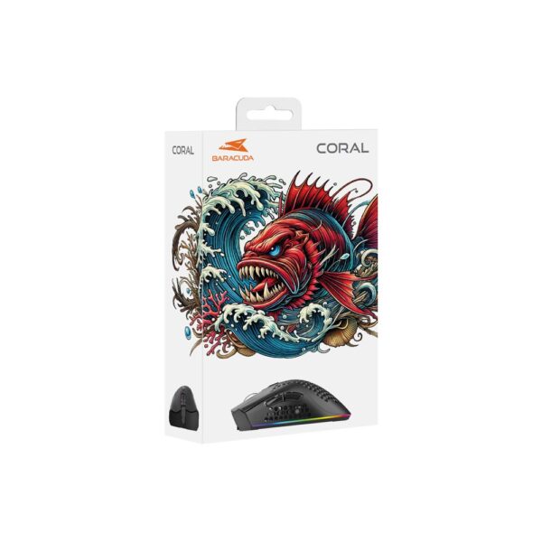 BARACUDA MOUSE CORAL-B  RGB 16.8M 12800DPI 
1000Hz 20G - Afbeelding 5