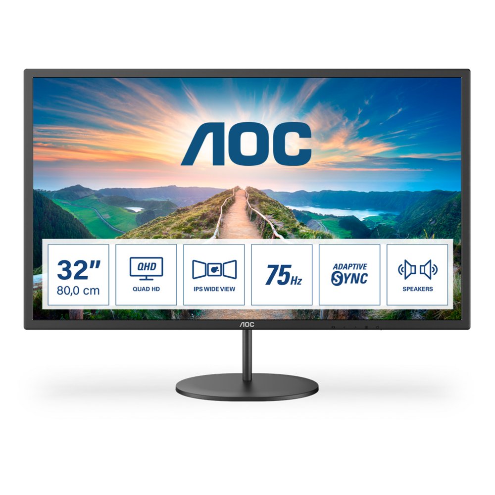 MON AOC V4 31.5inch Q-HD IPS Speakers Zwart - Afbeelding 3
