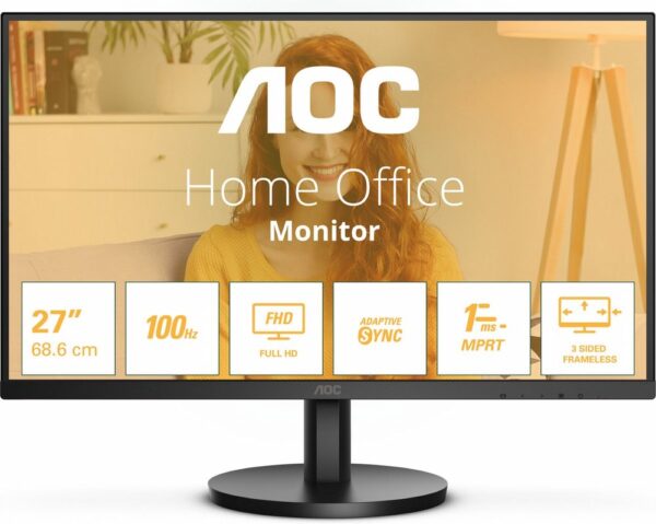 MON AOC LED 27inch Quad-HD Speakers Zwart