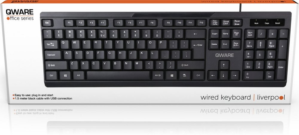 QWARE Wired Keyboard Liverpool Black - Afbeelding 3