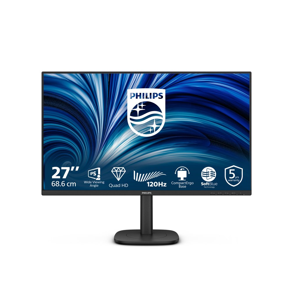 MON Philips 27B2N3500J/00 27" Quad HD Pivot USB Zwart
